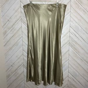H&M stretch satin maxi skirt olive green